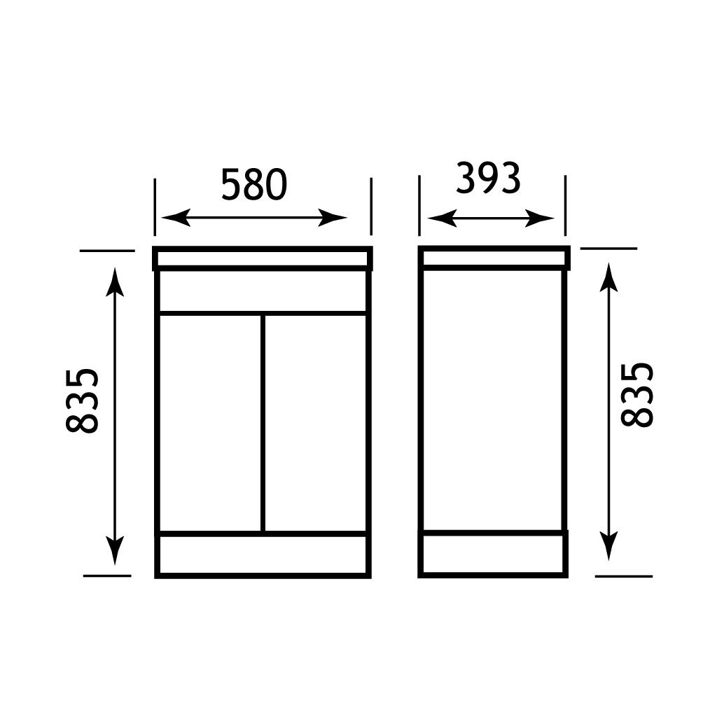 Oslo 58cm door base unit High Gloss White