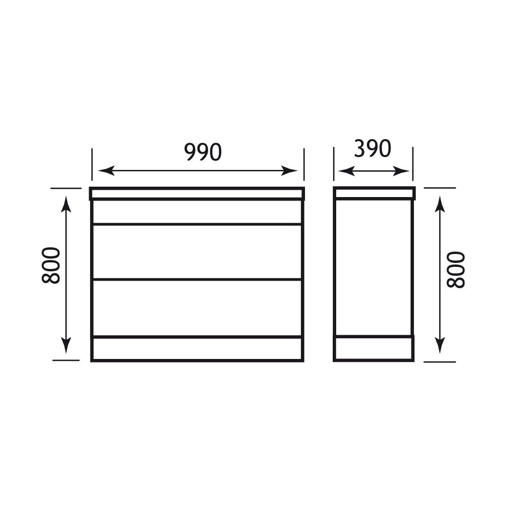 Oslo 1000mm drawer base unit for single bowl High gloss white