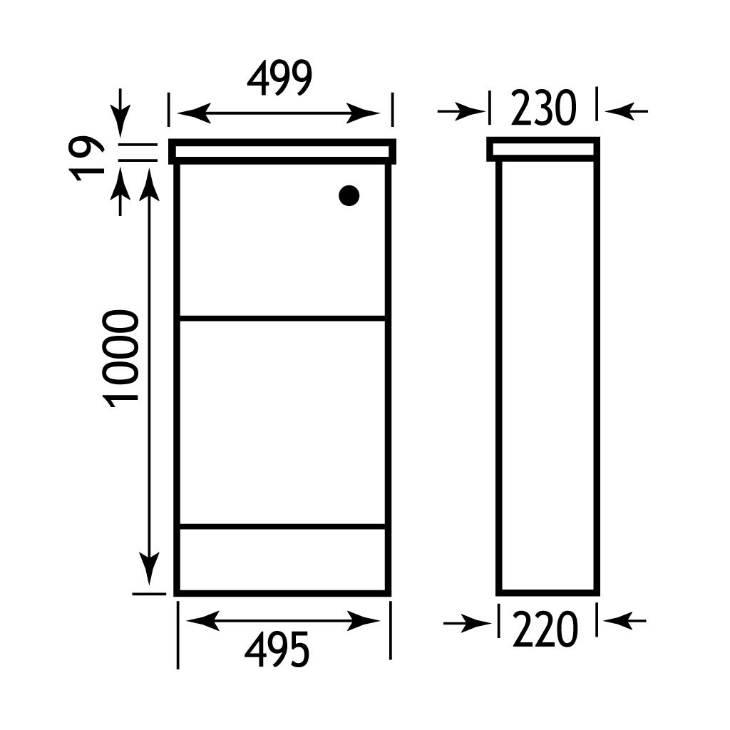 Oslo 49cm(W) x 220cm(D) WC Unit - White