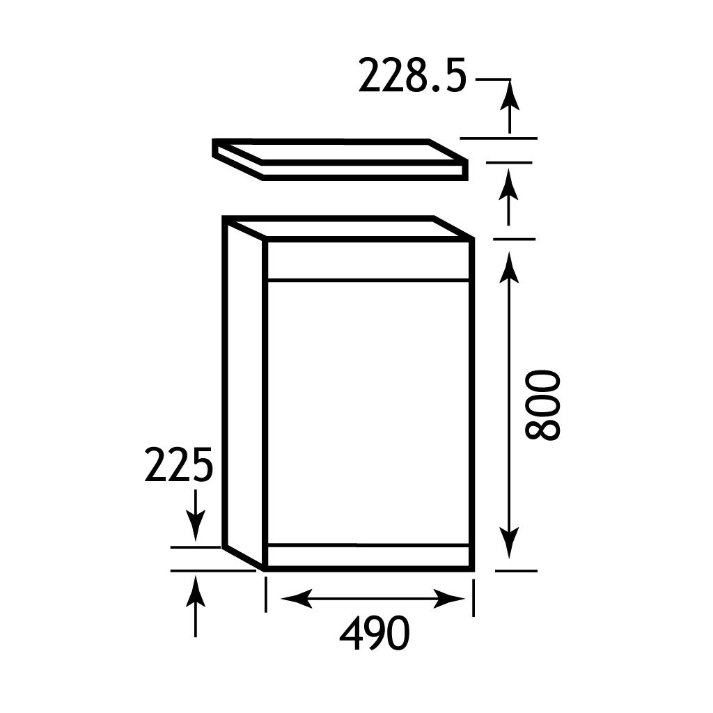 Oslo 49cm(W) x 225cm(D) WC Unit - White