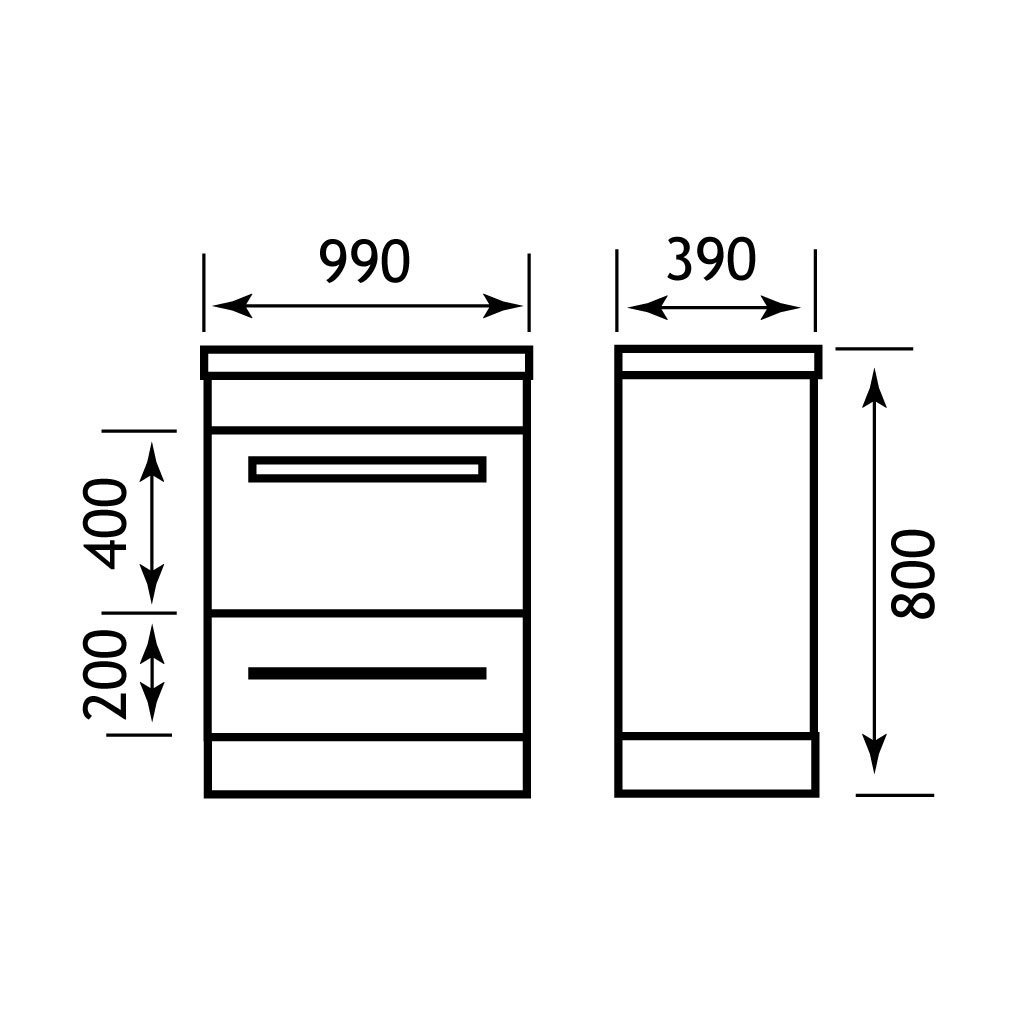 Oslo 100 unit with internal drawer High Gloss White