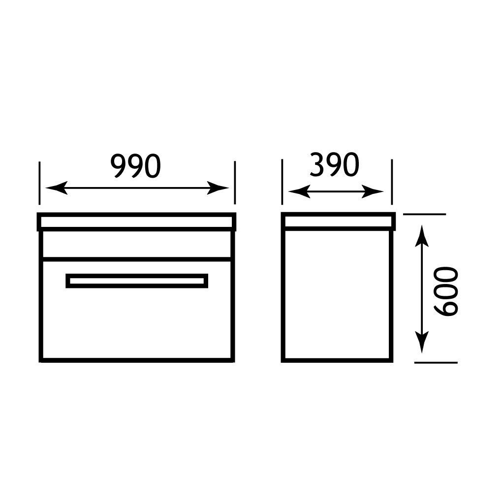 Oslo 100 wall hung unit with internal drawer High Gloss White