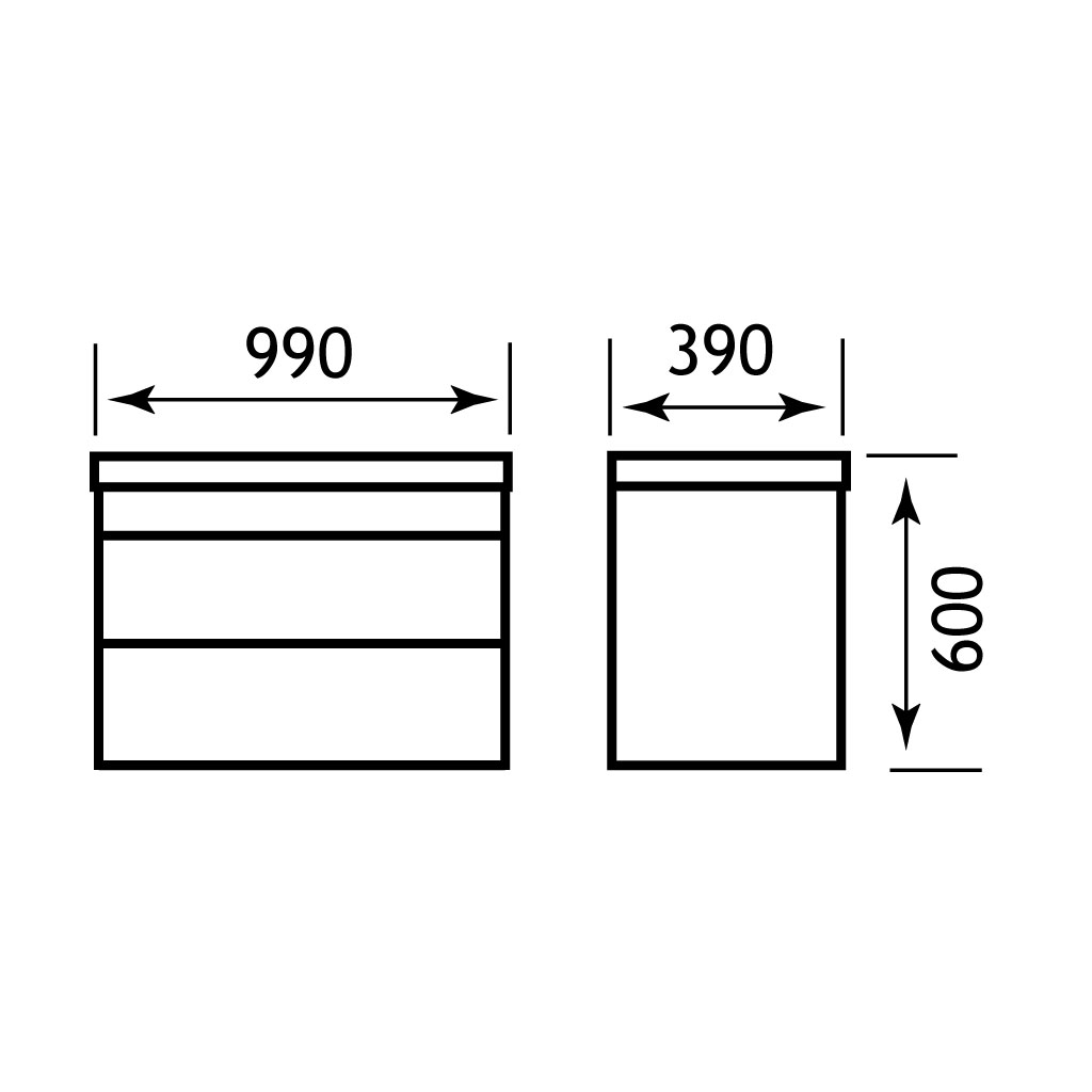 Oslo 100 wall hung push drawer unit High Gloss White