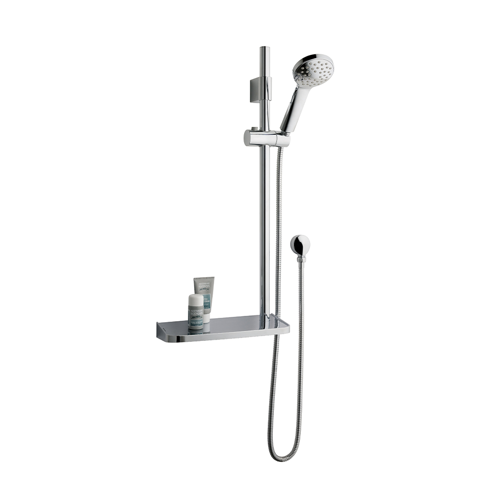 700mm Tall Sliding Riser Kit with Rectangular Soap Dish, Shower Handset & Hose - Chrome