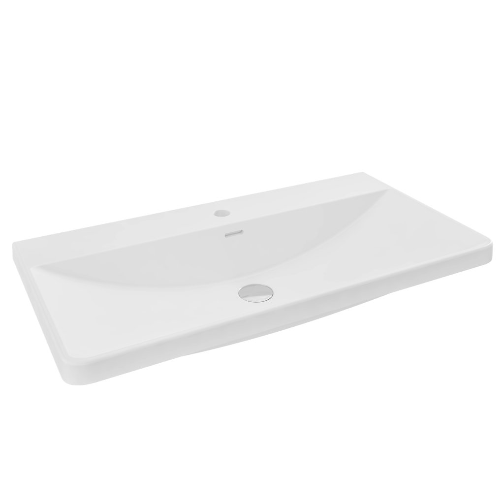 Cavone 80cm x 43cm 1 Tap Hole Ceramic Basin - Gloss White