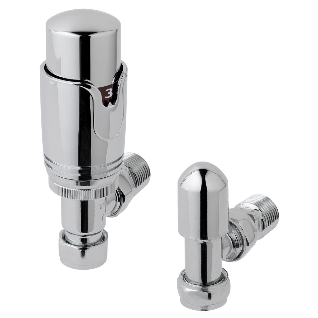 New 15mm Angle TRV & Lockshield Valve Chrome