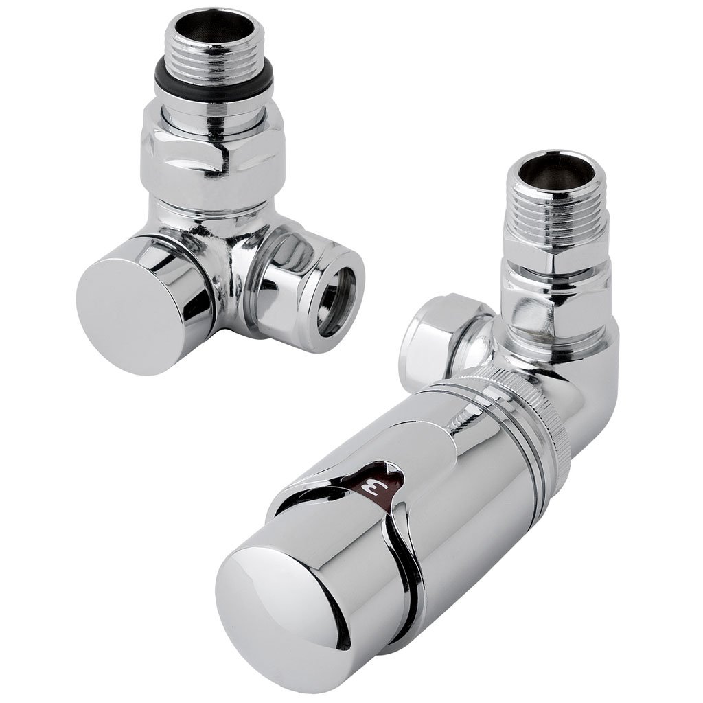 New 15mm Corner TRV & Lockshield Valve Chrome