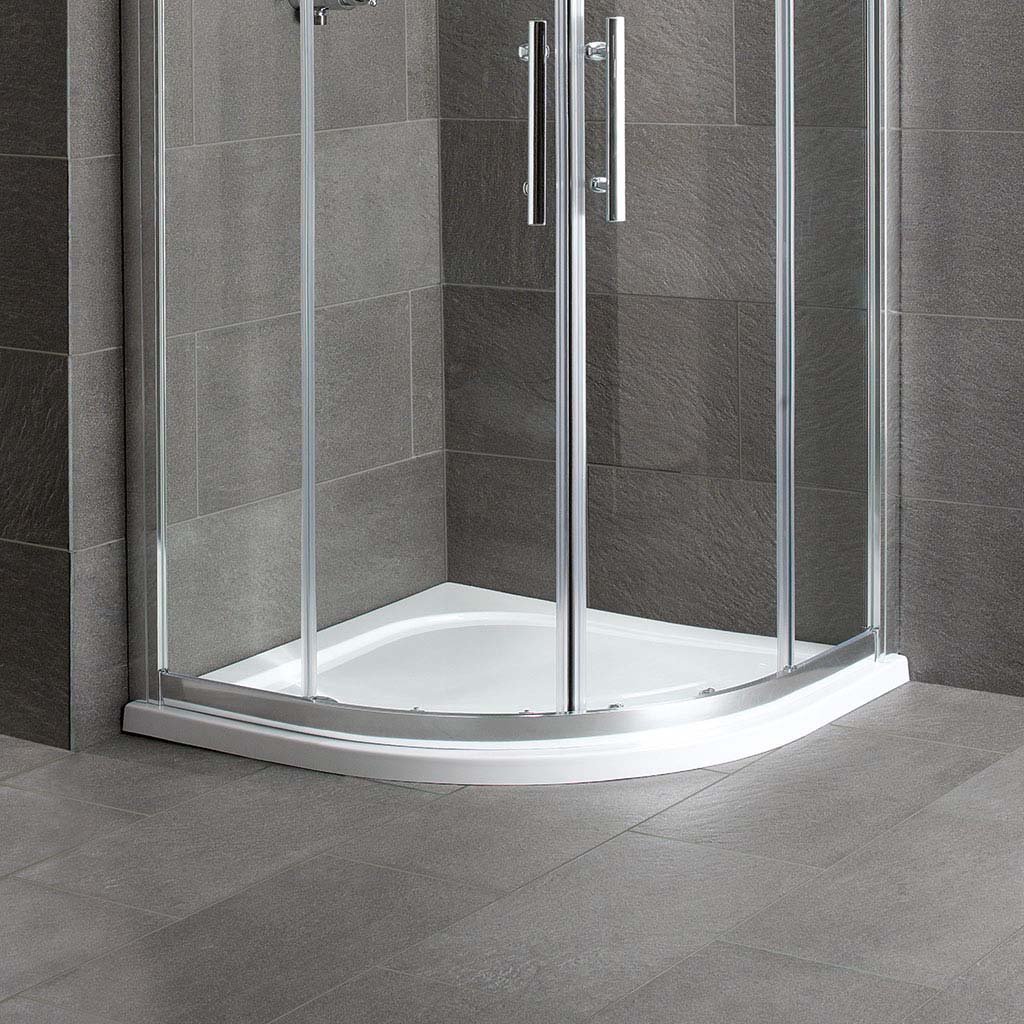 Volente Plan C ABS 900mm x 900mm Quadrant Stone Resin Shower Tray - White