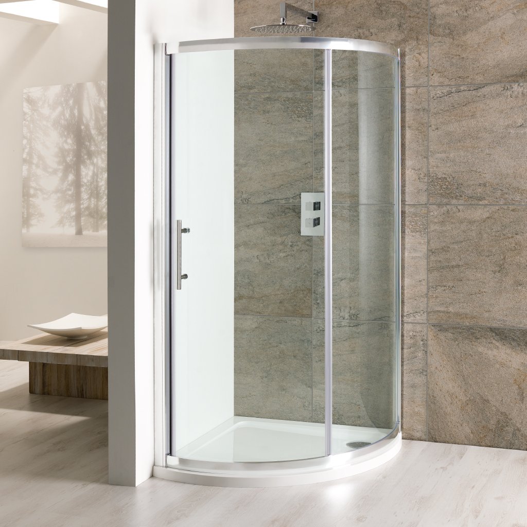 Volente Bow Fronted 1000mm x 1000mm Quadrant Shower Tray for 58.009 Shower Enclosure - White