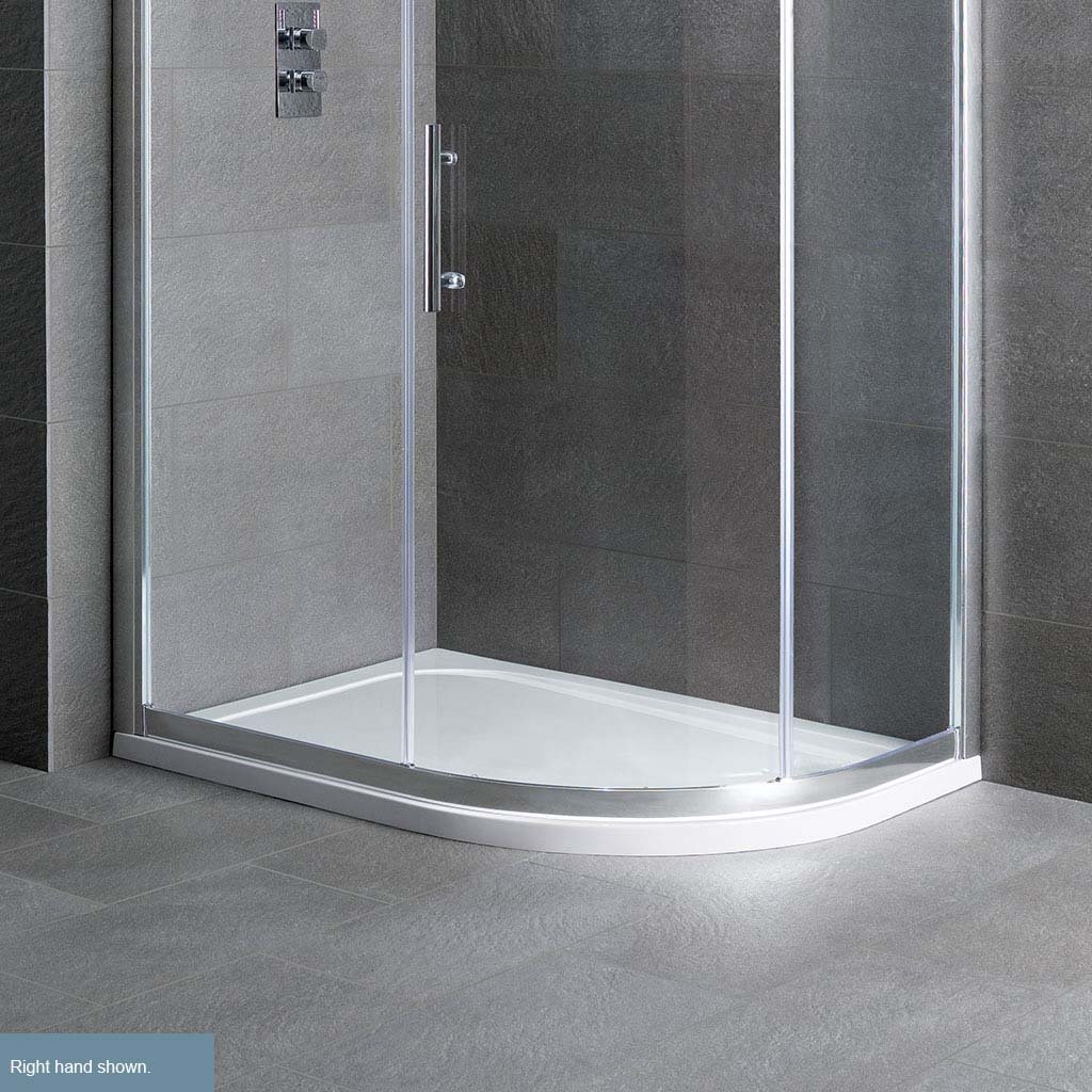 Volente Plan B Right Hand (RH) ABS 1300mm x 800mm Offset Quadrant Stone Resin Shower Tray - White