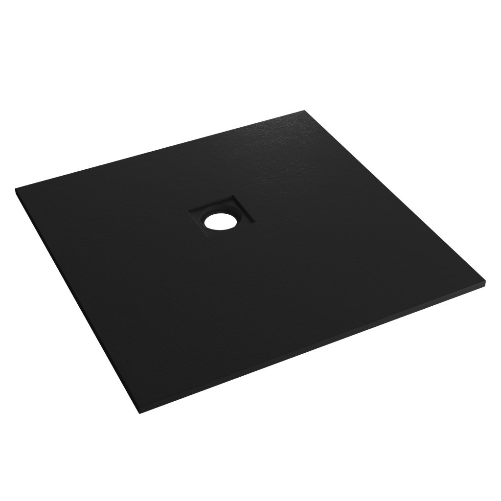  Crossland  900 x 900mm Square  Shower Tray with Slate Finish - Black