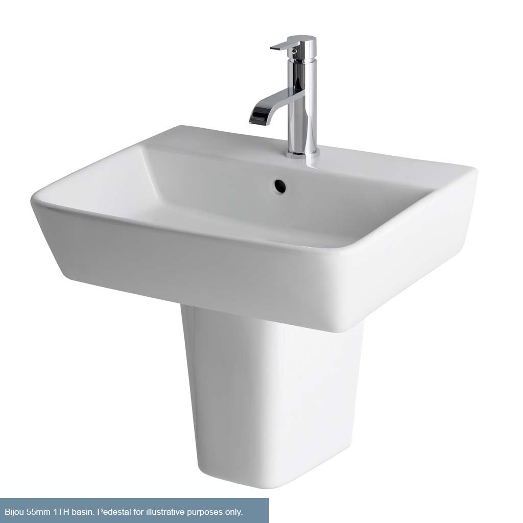 Bijou 55cm x 43cm 1 Tap Hole Ceramic Basin with Overflow - White