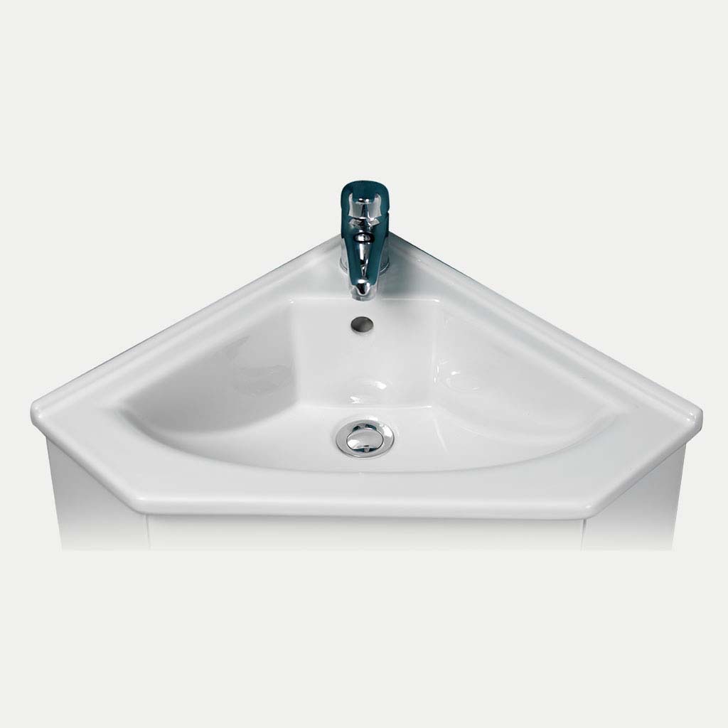 Diamante 45cm x 64cm 1 Tap Hole Ceramic Corner Basin - White