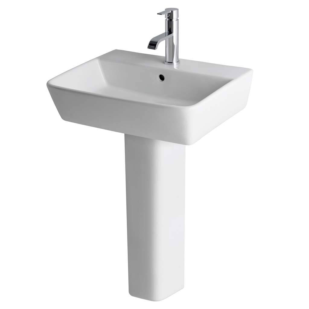 Bijou 50cm x 43cm 1 Tap Hole Ceramic Basin with Overflow - White