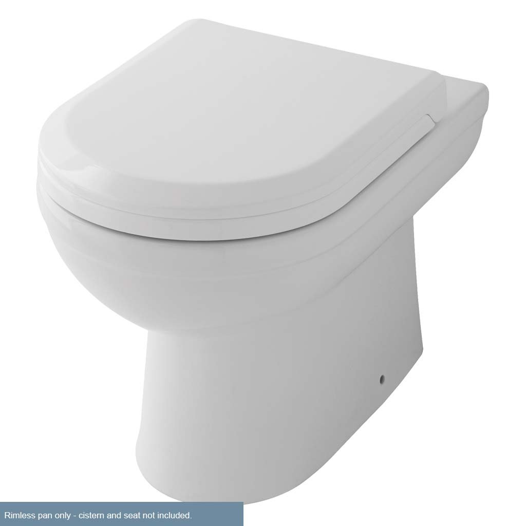 Dura Back To Wall Rimless WC Pan with Fixings - White