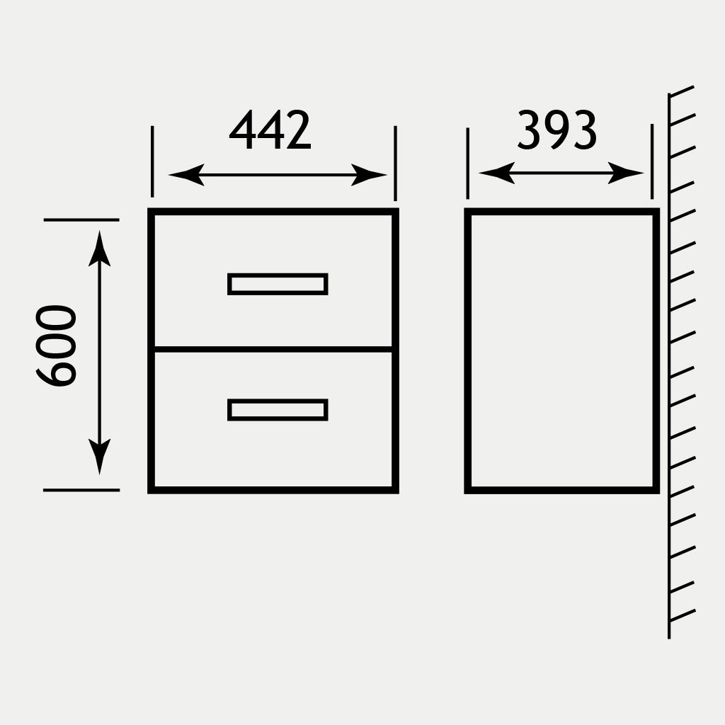 Oslo 440 Two Drawer Wall Hung Unit White