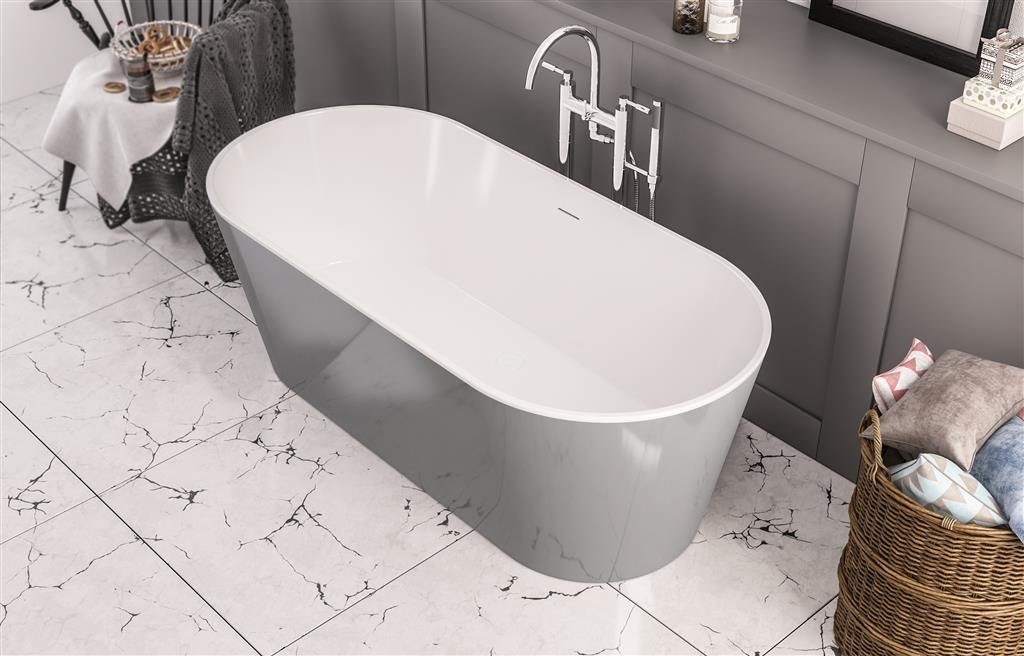 Lambeth 1590 x 740 x 560mm Freestanding Bath inc Waste - Grey