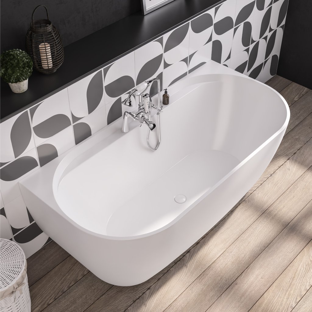 Grafton D shaped Bath 1650 x 790 x 600 (460mm Depth) - White