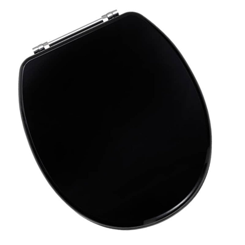 Sherwood Toilet Seat with Chrome Hinges - Black High Gloss