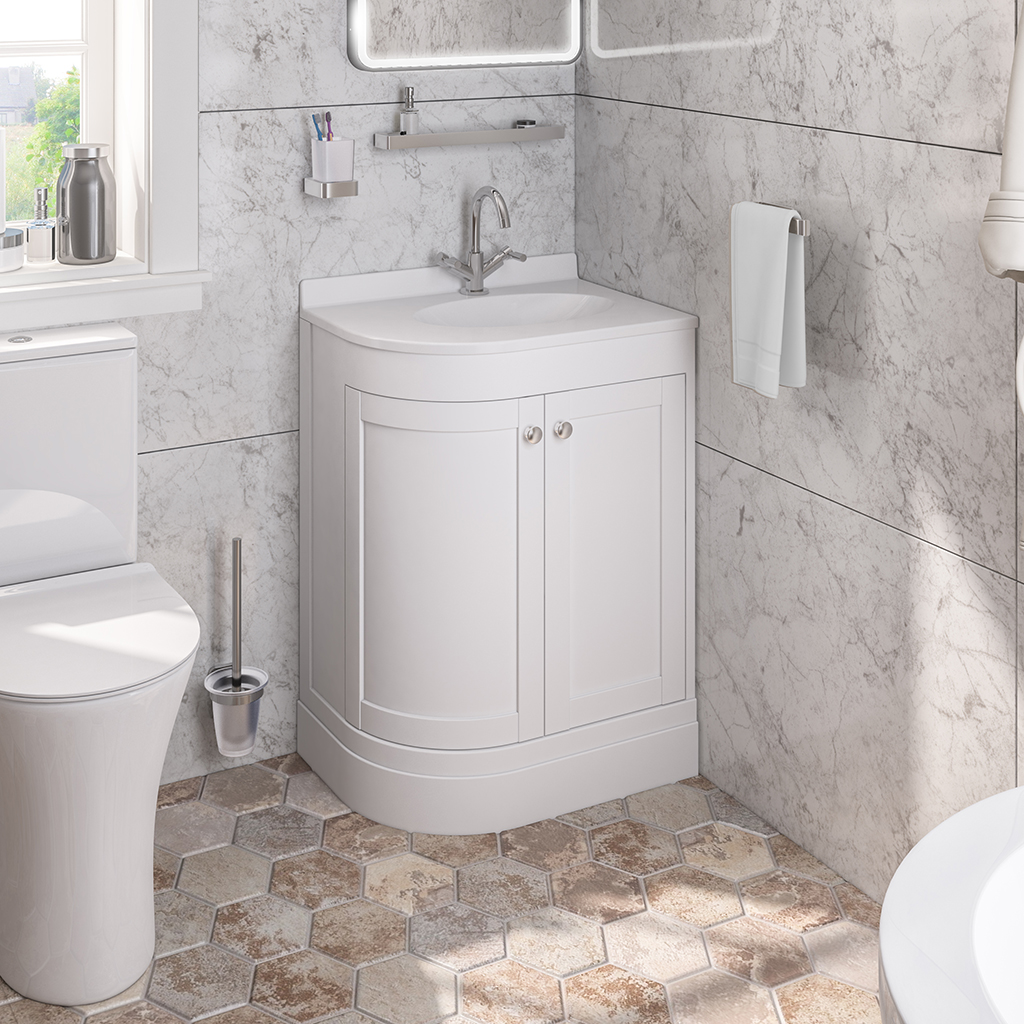 Hardwick Traditional 60cm x 44cm 1 Tap Hole Polymarble Basin - White