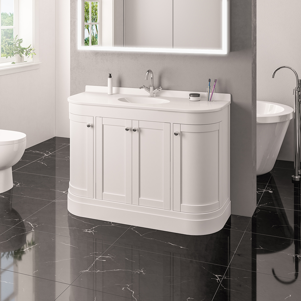 Hardwick Traditional 120CM 4 Door Basin Vanity Unit - White