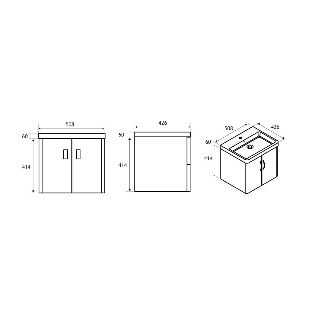 Cavone 50CM 2 Door Basin Vanity Unit - High gloss white