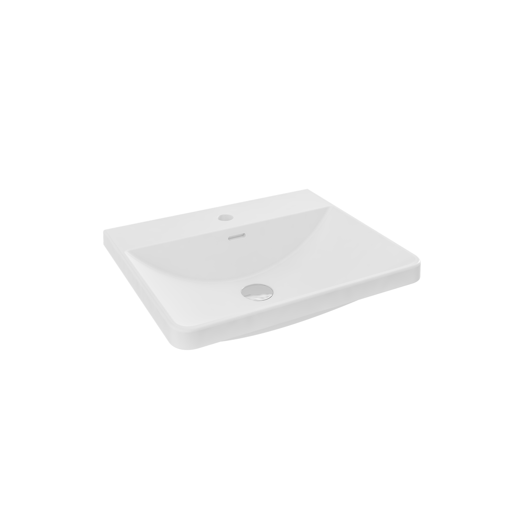 Cavone 50cm x 42cm 1 Tap Hole Polymarble Basin - High Gloss White 