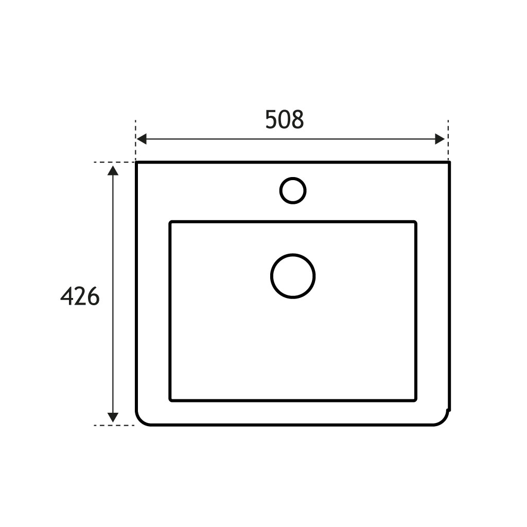 Cavone 50cm x 42cm 1 Tap Hole Polymarble Basin - High Gloss White 