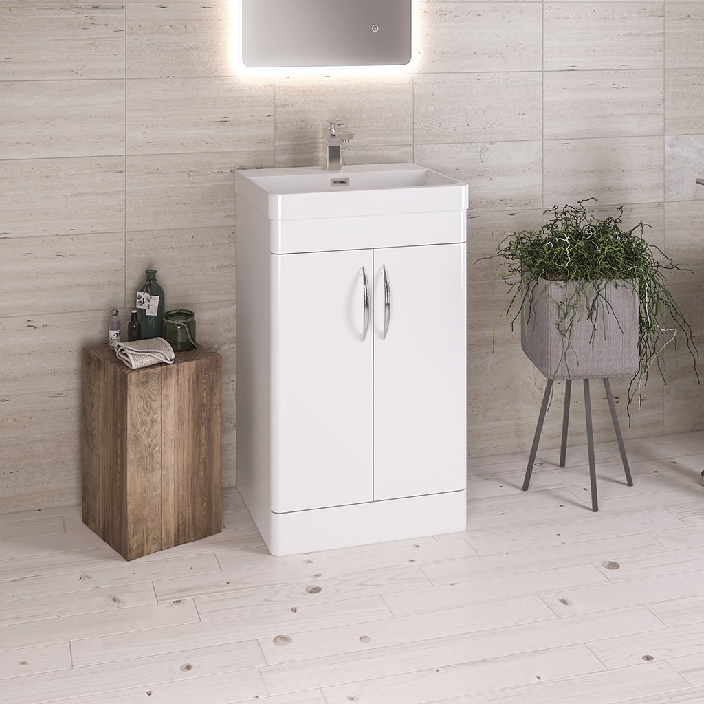 Cavone 50CM 2 Door Basin Vanity Unit - High gloss white 