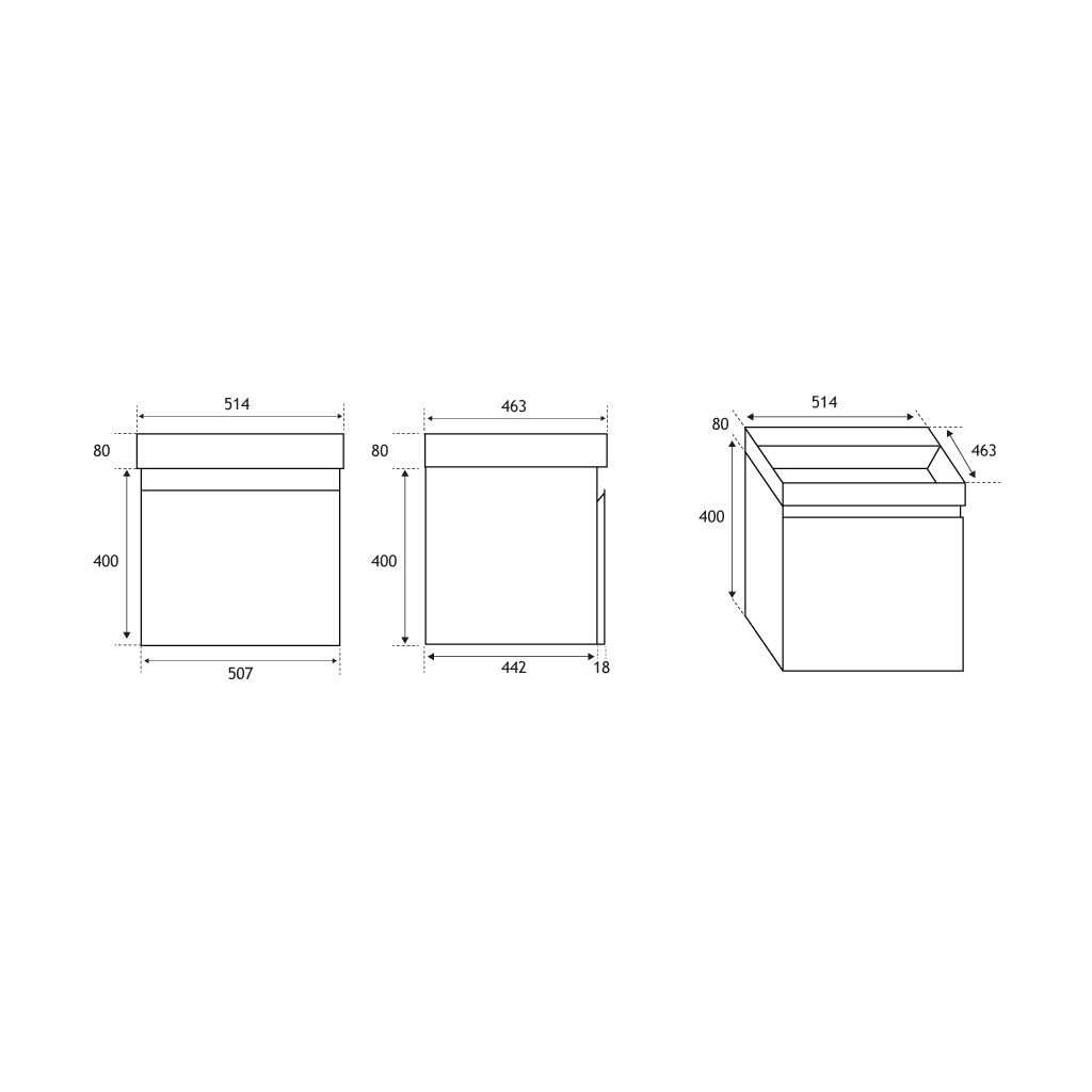 Gravina 50CM 1 Drawer Wall Hung Basin Vanity Unit - Matt Grey