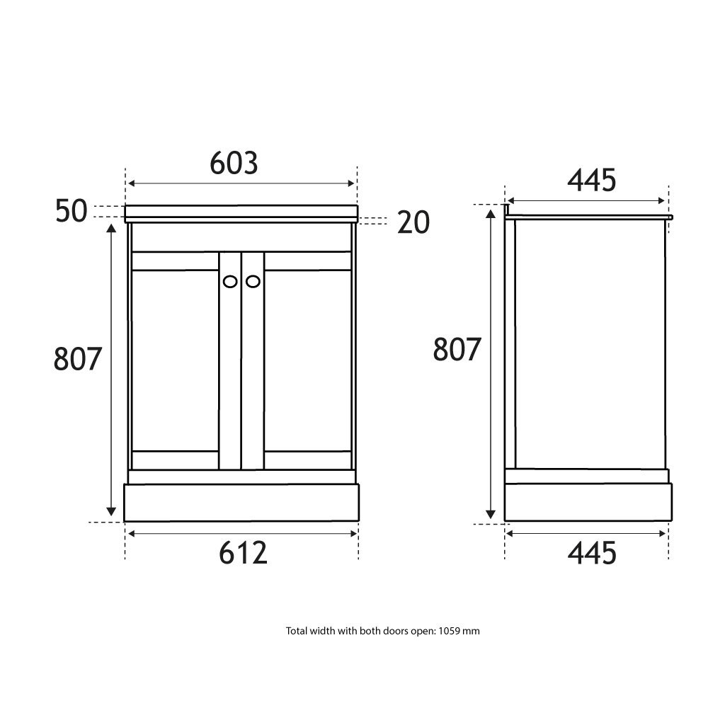 Hardwick 60CM 2 Door Basin Vanity Unit - White