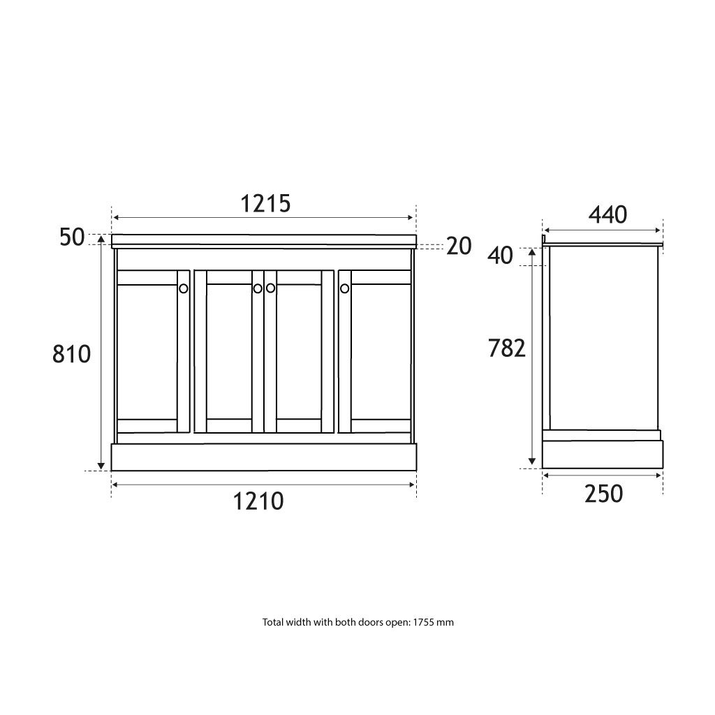 Hardwick 120CM 4 Door Basin Vanity Unit - White