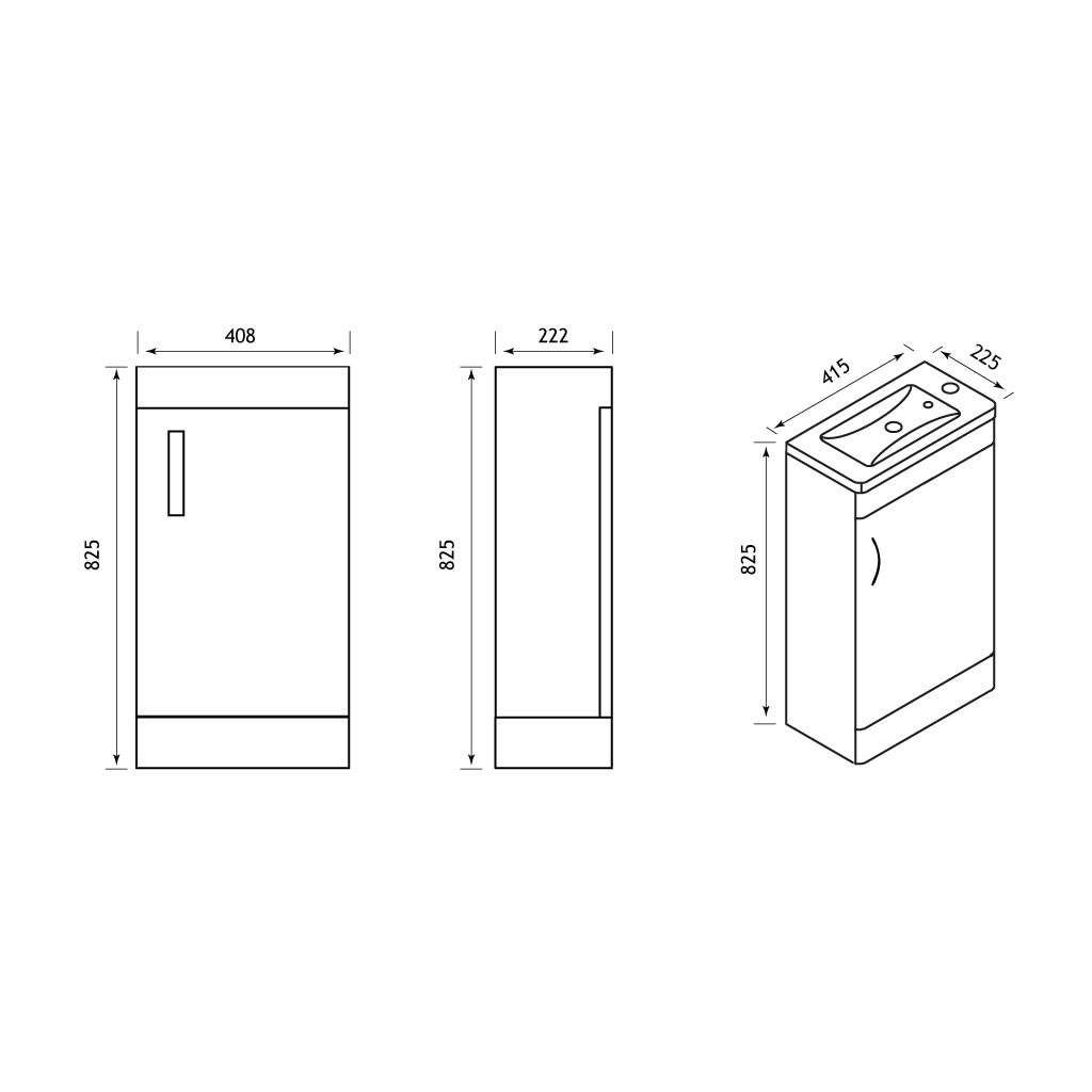 Cavone 40CM 1 Door Basin Vanity Unit - Matt Grey