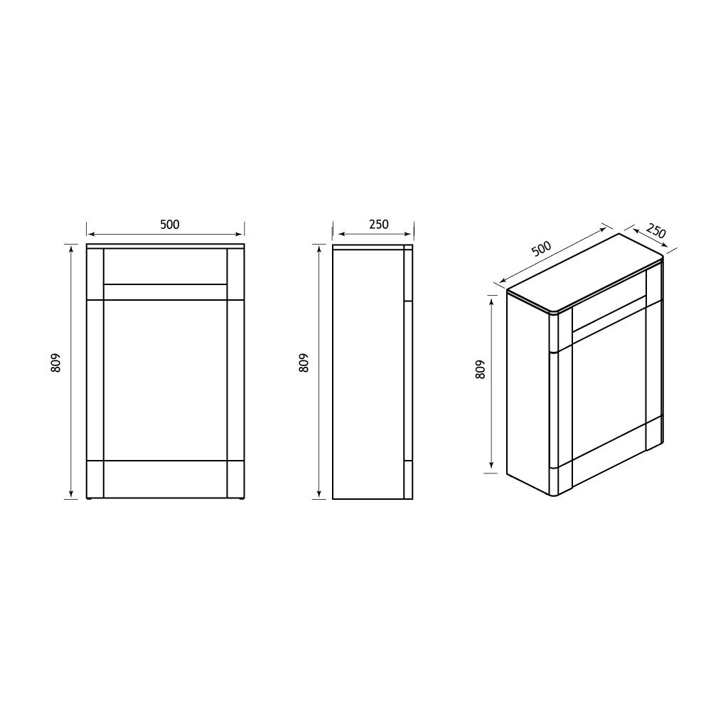 Hardwick 50cm(W) x 250cm(D) WC Unit - Anthracite