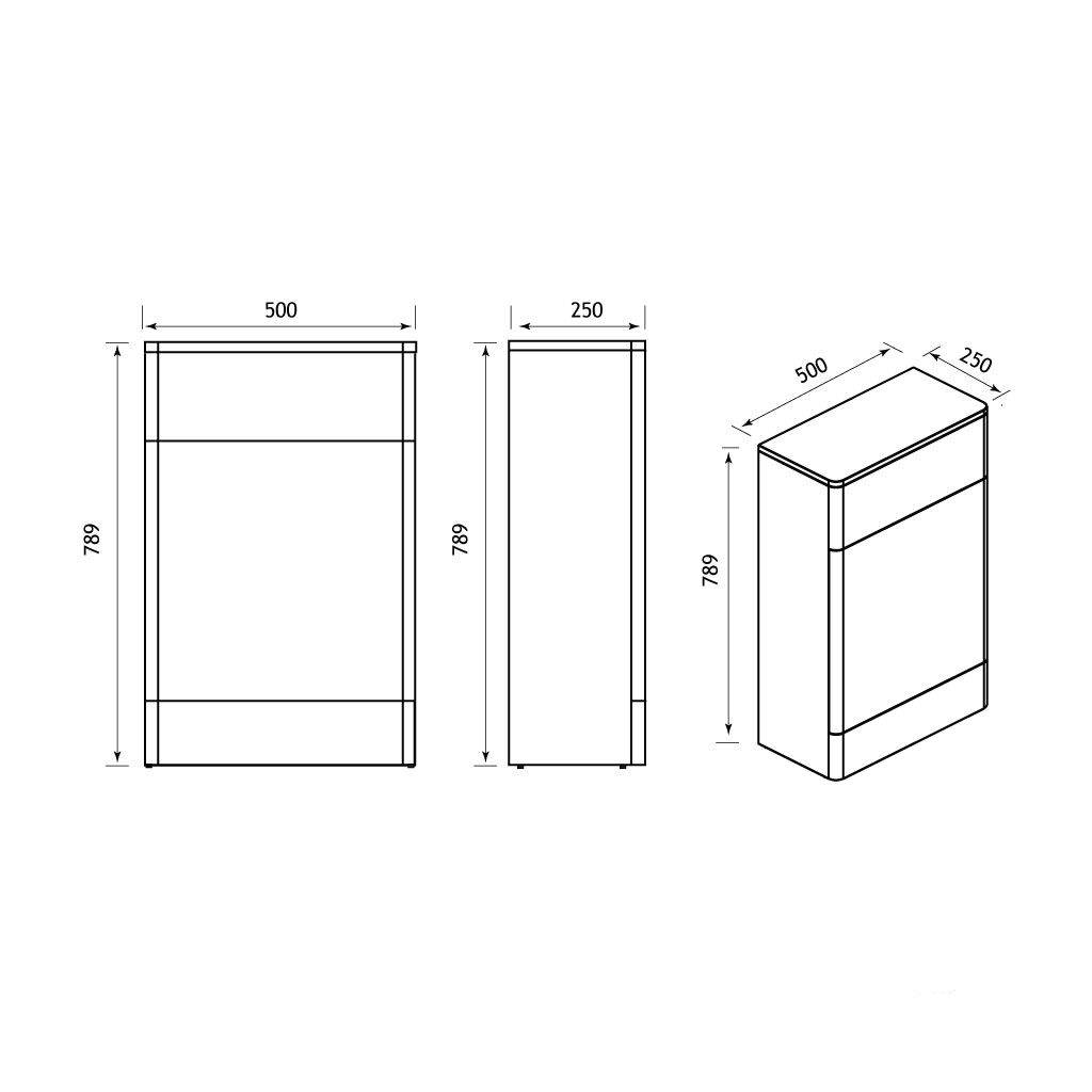 Cavone 50cm (W) x 250cm (D) WC Unit - Gloss White