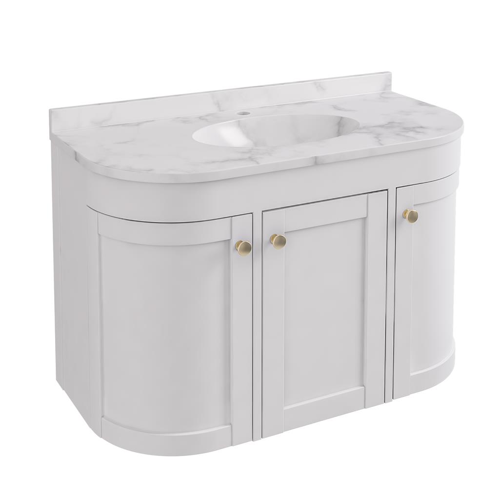 Hardwick 90CM 3 Door Basin Vanity Unit - Matt White