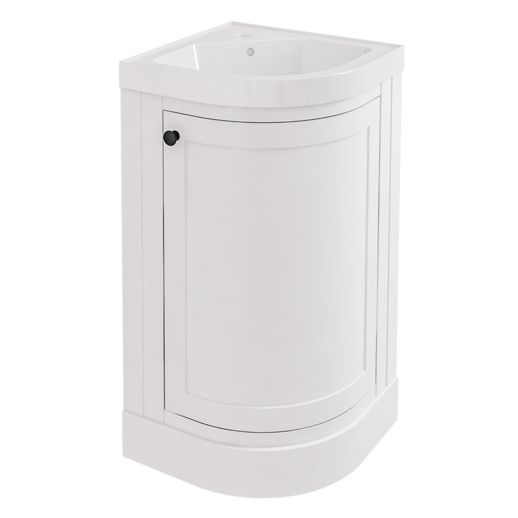 Hardwick 43CM 1 Door Corner Basin Vanity Unit - Matt White