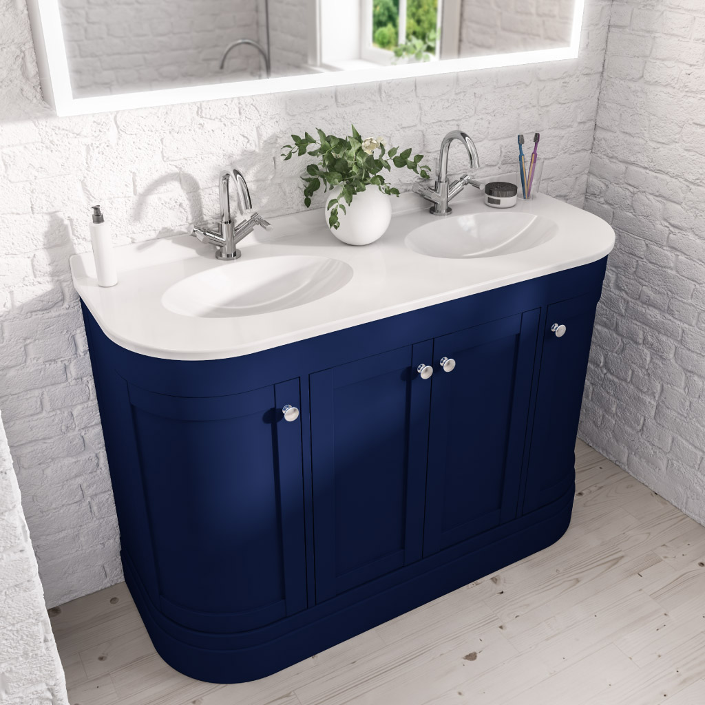 Hardwick 120CM 4 Door Double Bowl Basin Vanity Unit - Blue