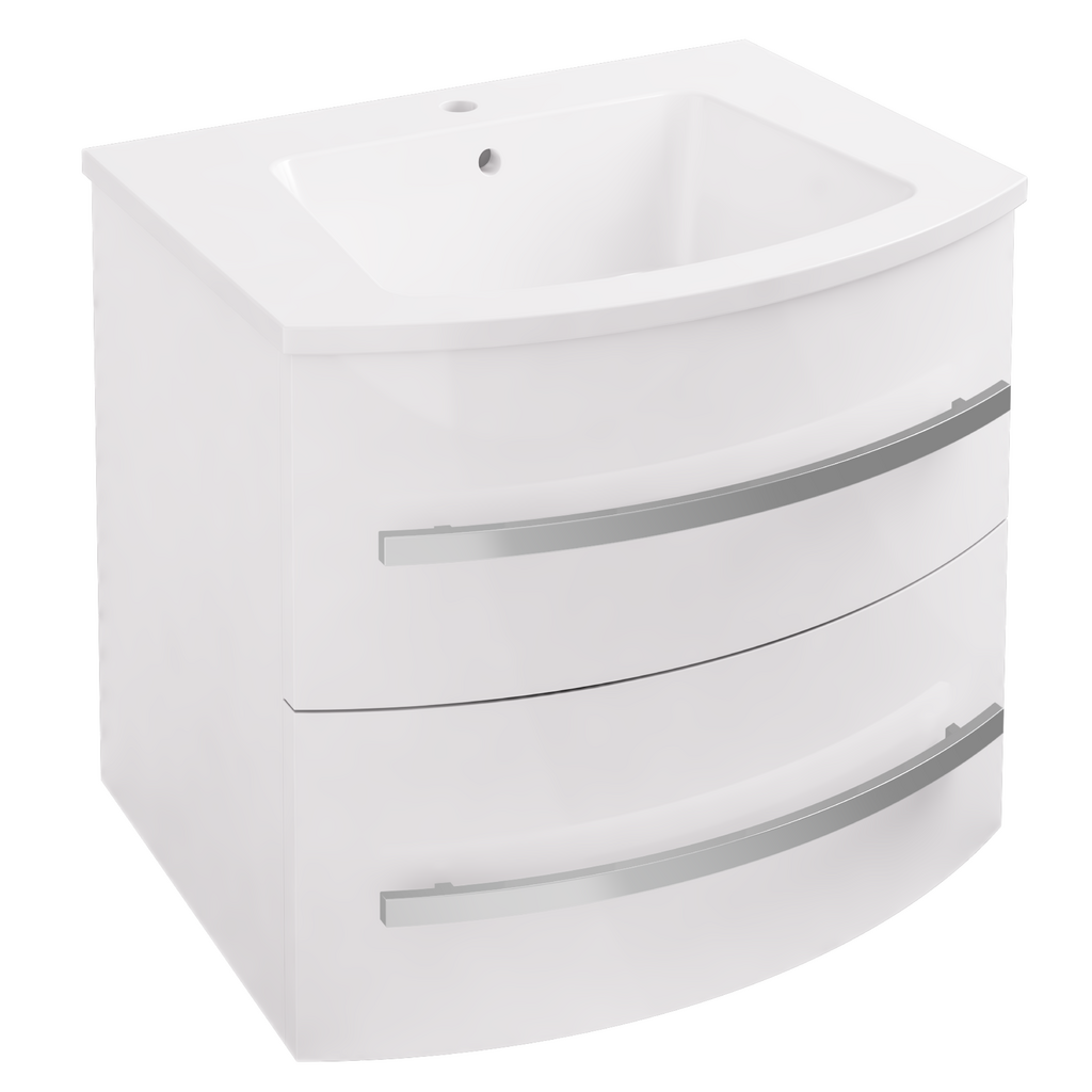 Centa Curved, 2 Drawer Wall Hung Unit - High Gloss White