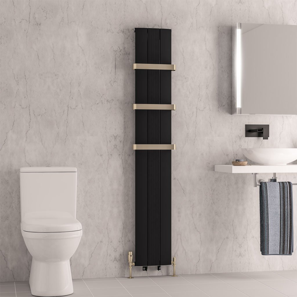 Trent 1800 x 280 Aluminium Radiator Matt Black