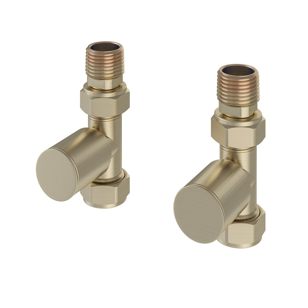 Straight Radiator Valves (pair) Brushed Brass