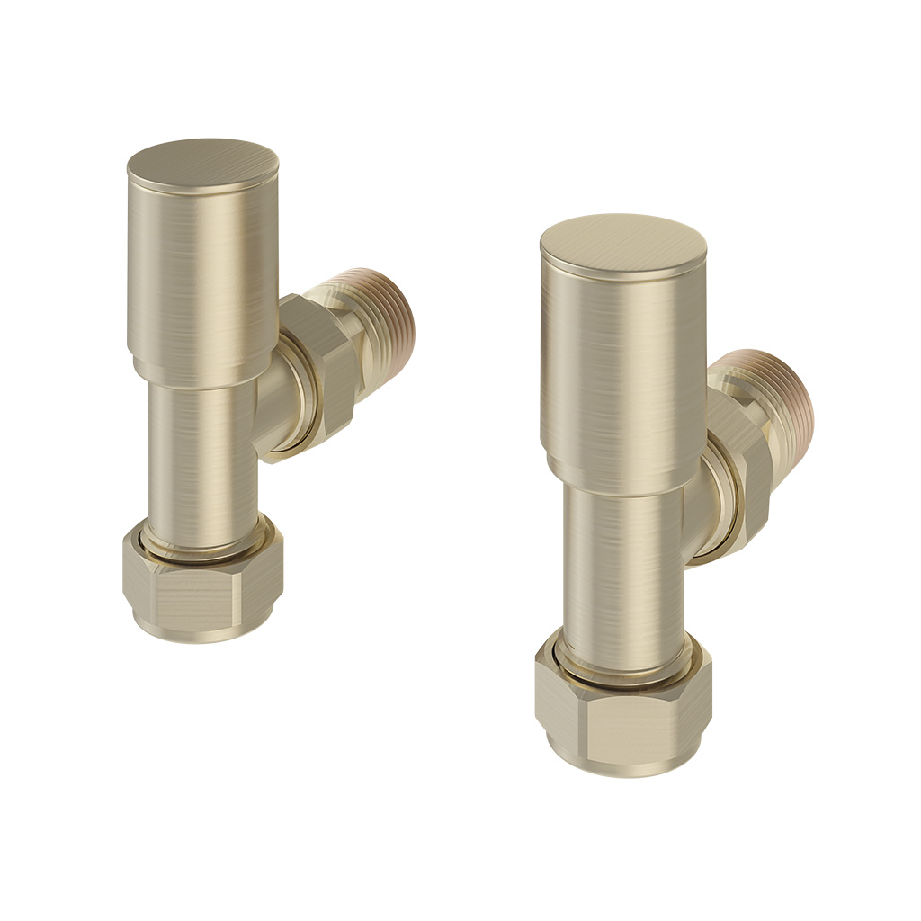 Angled Radiator Valves (pair) Brushed Brass