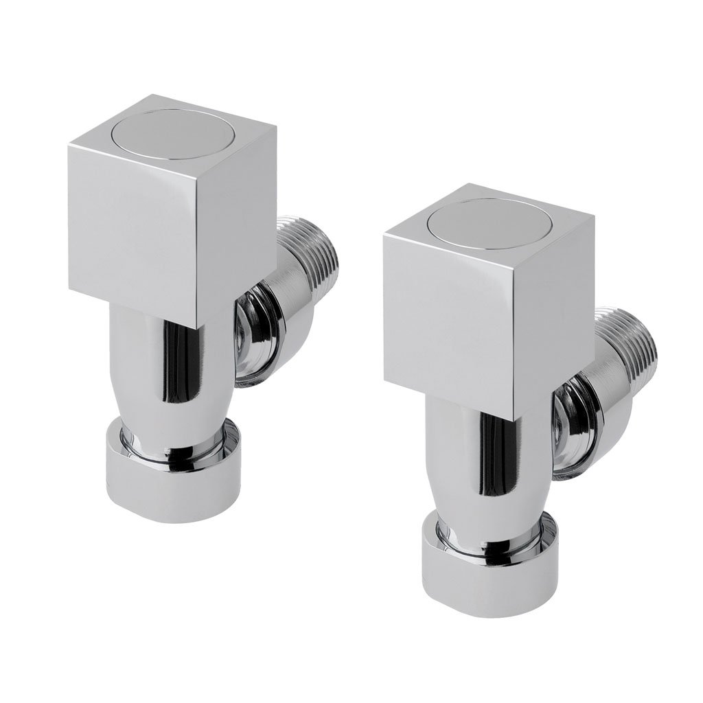 Square Angled Radiator Valves Chrome