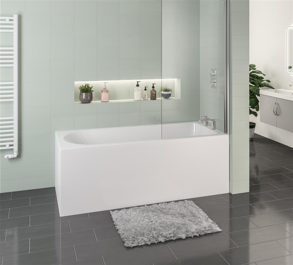 Biscay 1700 x 700 x 440mm Right Hand (RH) Straight 5mm Shower Bath - White