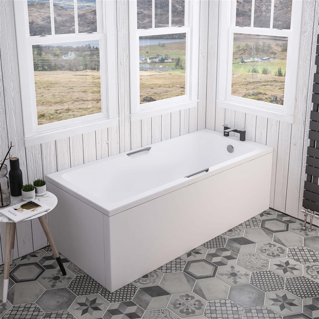 Portland Single Ended (SE) Twin Grip (TG) 1700 x 700 x 440mm 5mm Bath - Matt White