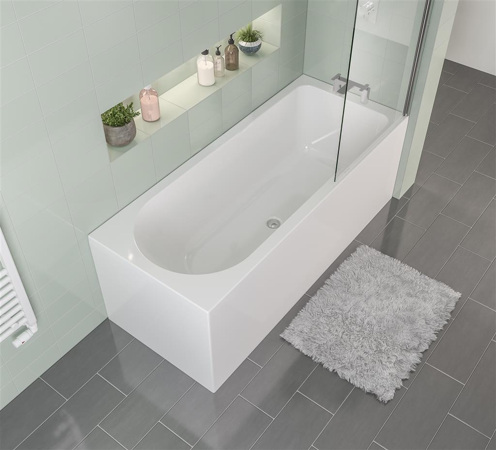 Biscay 1800 x 800 x 440mm Right Hand (RH) Straight Beauforte Shower Bath - White