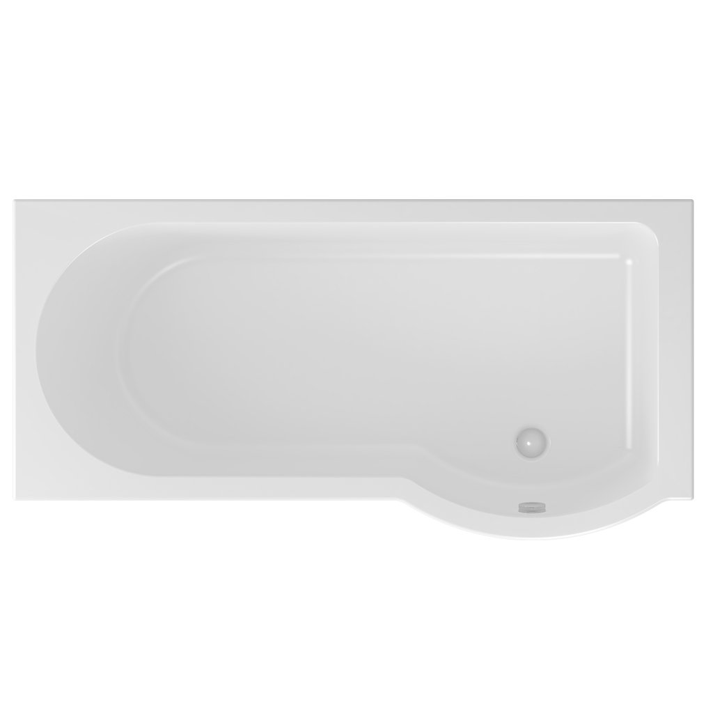 Portland 1600 x 850 x 440mm Left hand (LH) P-Shaped Beauforte Shower Bath - White