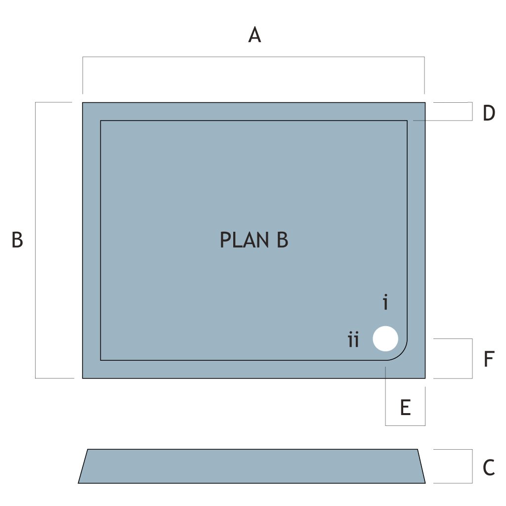 Vantage Plan B 900mm x 760mm Rectangular Shower Tray - White