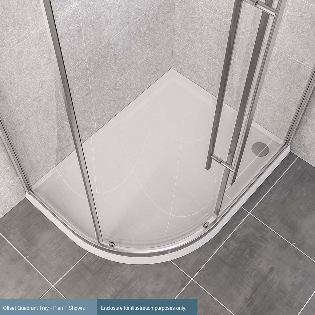 Vantage Plan F Left Hand (LH) 900mm x 760mm Offset Quadrant Shower Tray - White