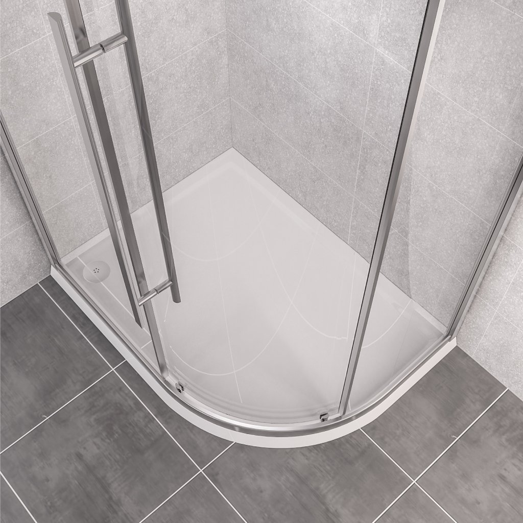 Vantage Plan F Right Hand (RH) 900mm x 760mm Offset Quadrant Shower Tray - White